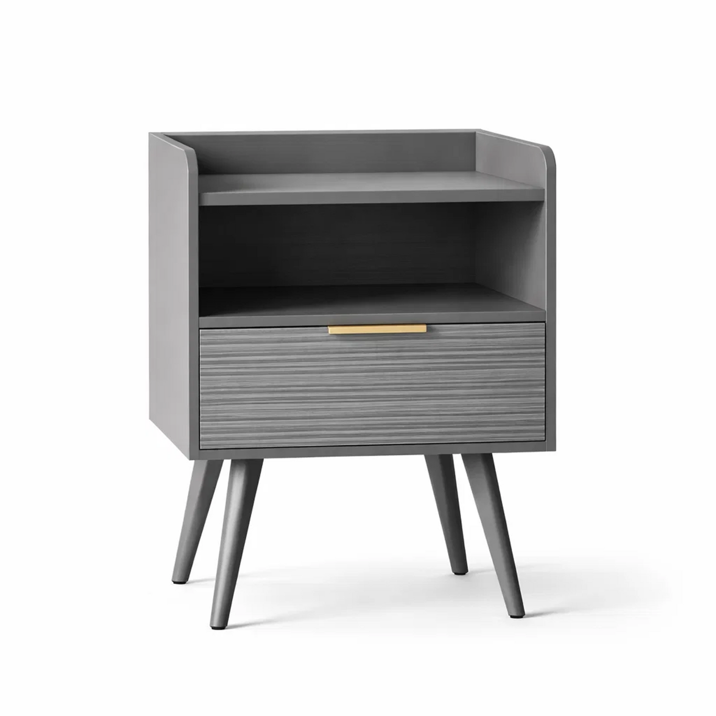 Modern Nightstand with Drawer & Open Shelf
