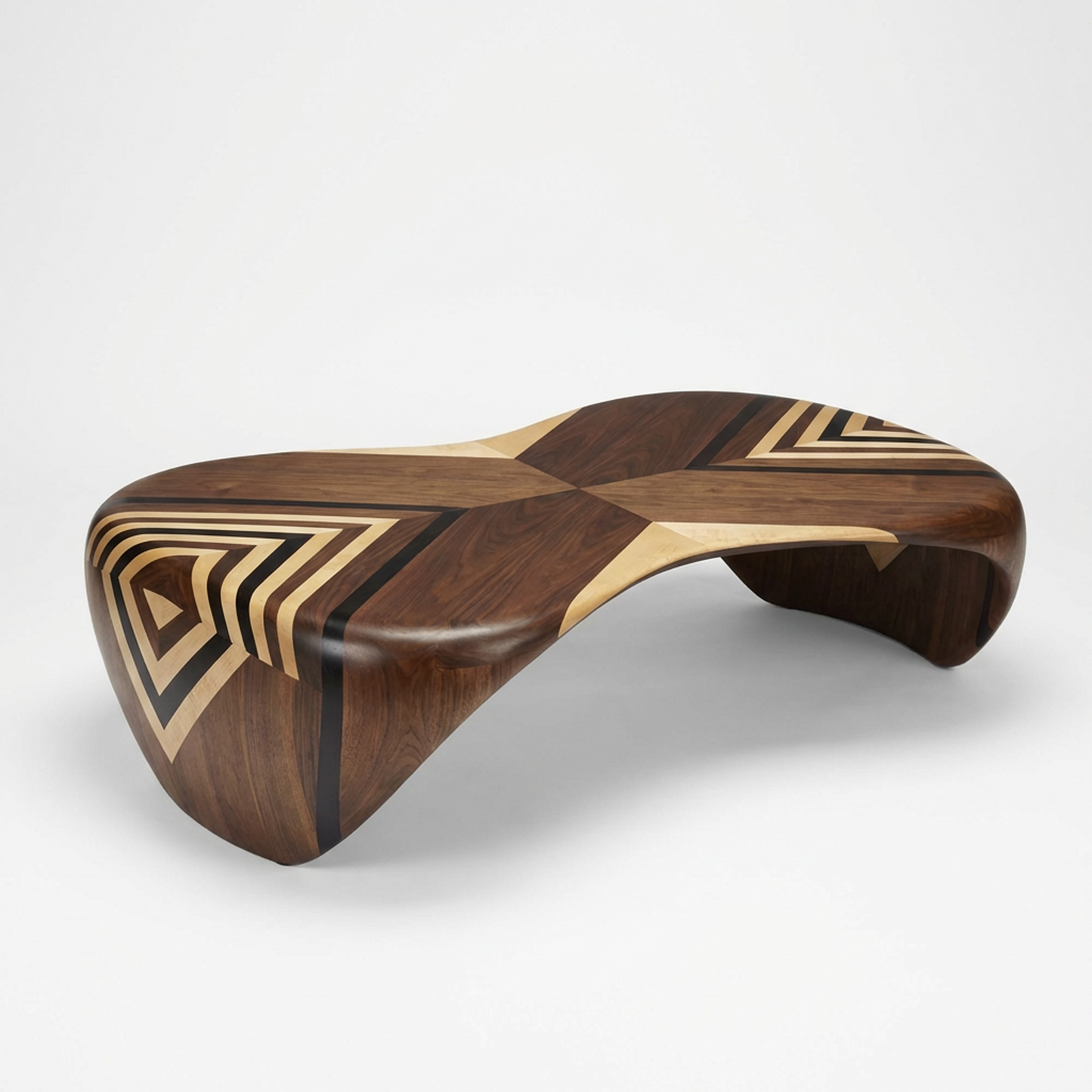 Sculptural Solid Wood Coffee Table