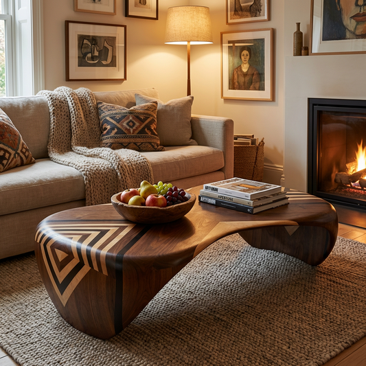 Sculptural Solid Wood Coffee Table