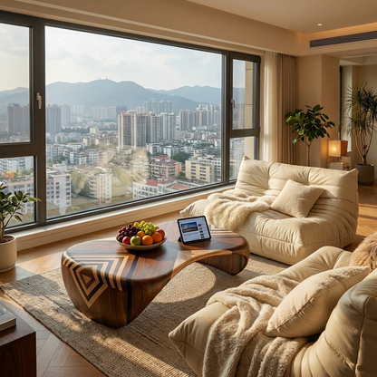 Sculptural Solid Wood Coffee Table
