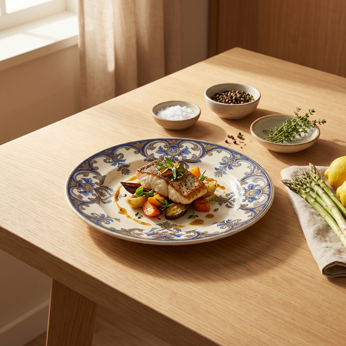 Vintage-Style Ceramic Dinner Plate